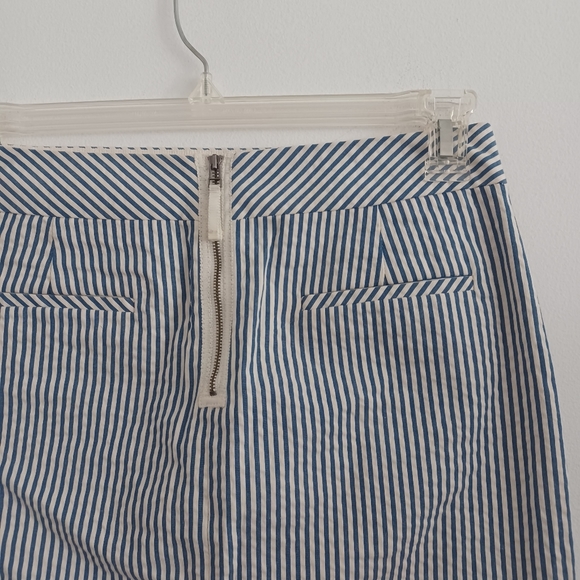 NWOT J.crew Seersucker vertical striped Navy Blue & White Pencil skirt sz 4 - Picture 8 of 15